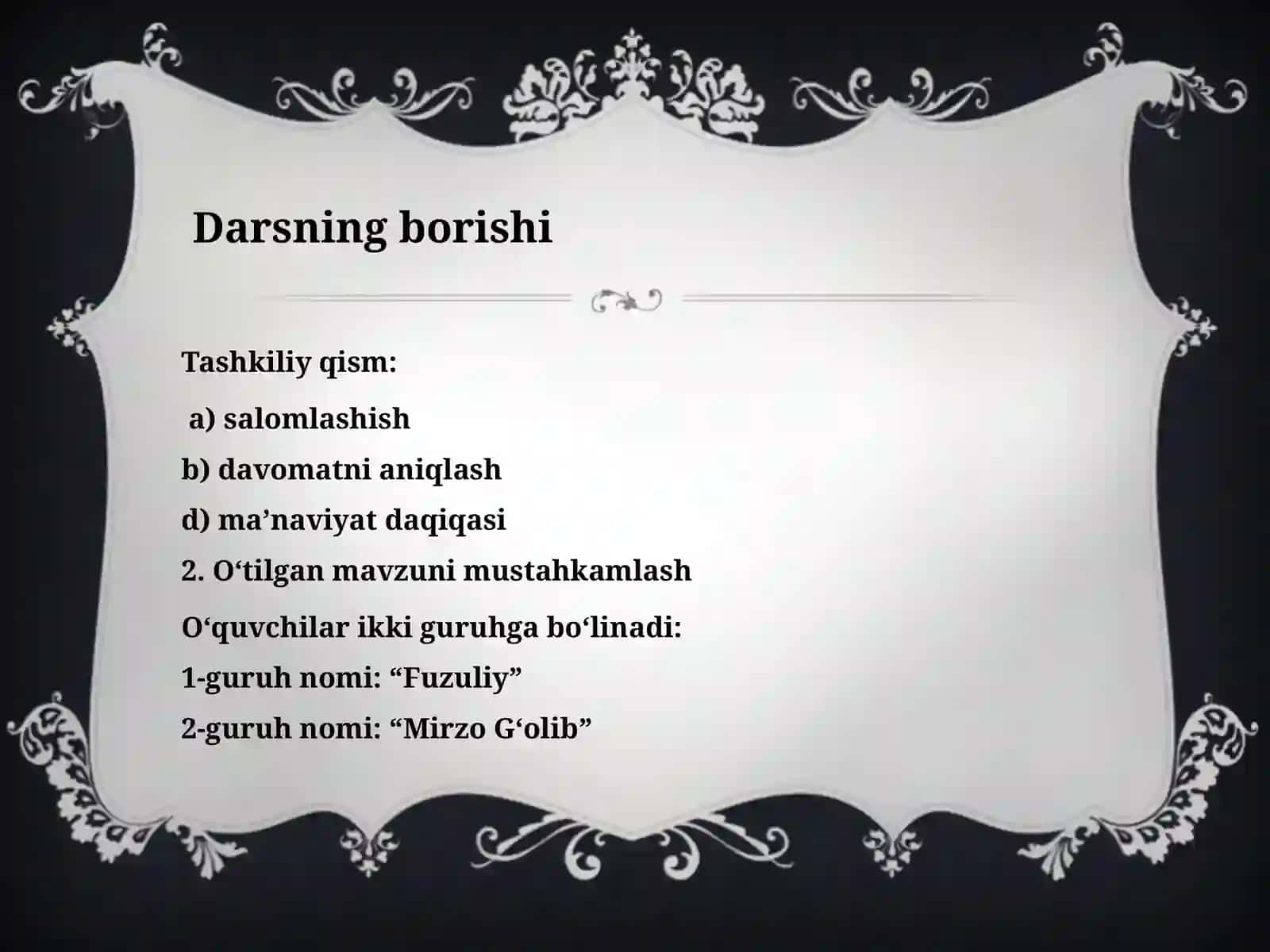 9-sinf Adabiyot fanidan Mirzo G'olib hayoti va ijodi dars ishlanma O'qituvchilarga / 6-11 Sinf Dars ishlanmalar 3