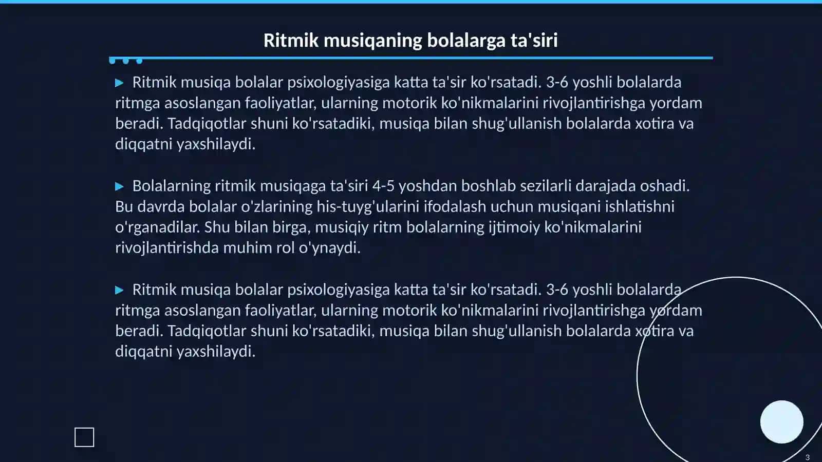 Bolalarni ritmik musiqaviy harakatlarga o'rgatish 3