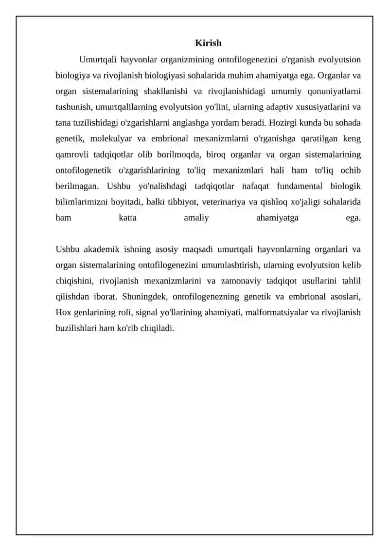 Umurtqalilar organlari va organ sistemalarining ontofilogenezi 3