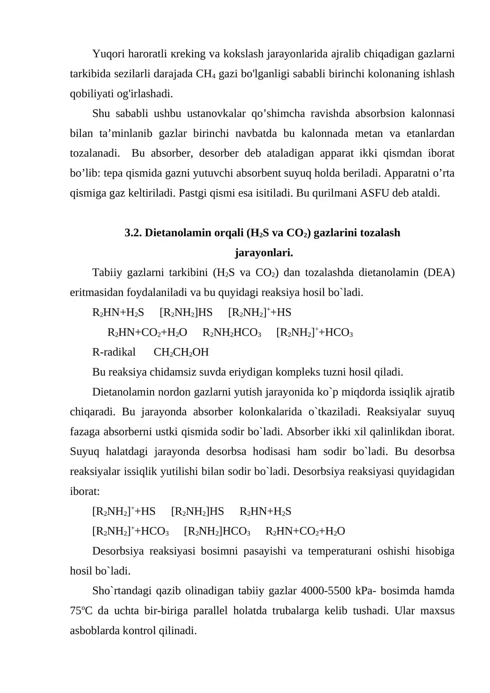 Gaz kondensatini qayta ishlash jarayonining rektifikatsiya kolonnasini 3