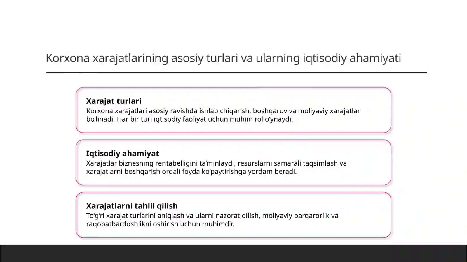 Korxona (Firma) xarajatlari va foydasi 3