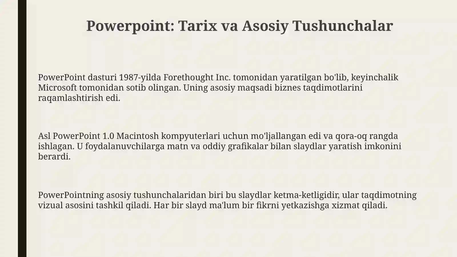 Powerpoint: Tarix, Interfeys va Asosiy Funksiyalar 3