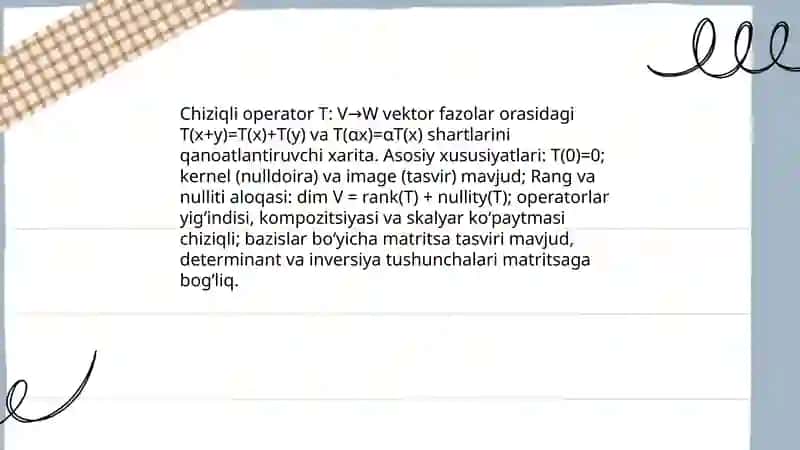 Chiziqli operatorning ta'rifi va misollar 3