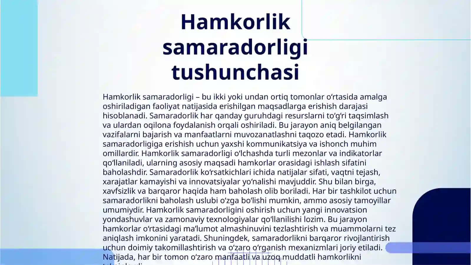 HAMKORLIK SAMARADORLIGINI BAHOLASH INNOVATSION YONDASHUVLAR VA RIVOJLANTIRISH ISTIQBOLLARI 3