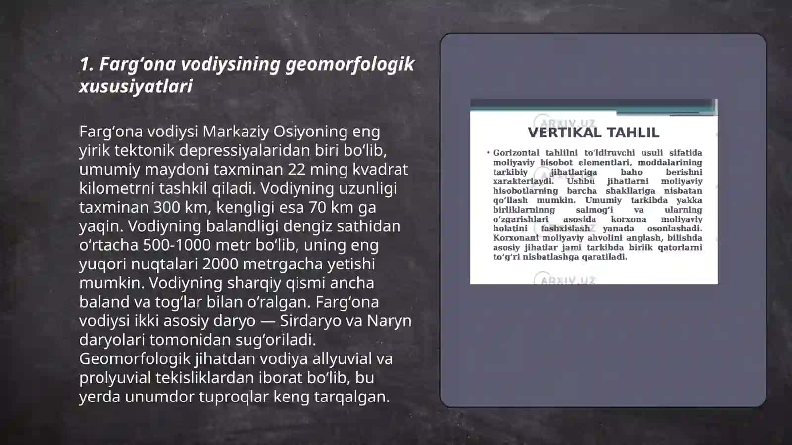 Fargʻona vodiysi tabiiy landshaftlarini tahlil qilish 3