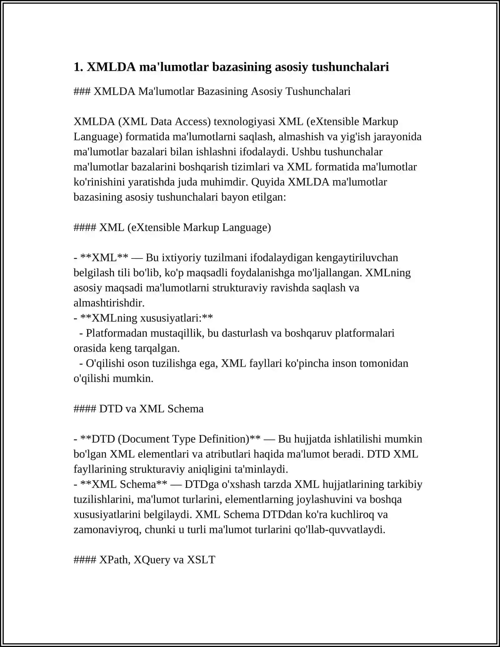 XMLDA MA'LUMOTLAR BAZASINI TASVIRLASH 3