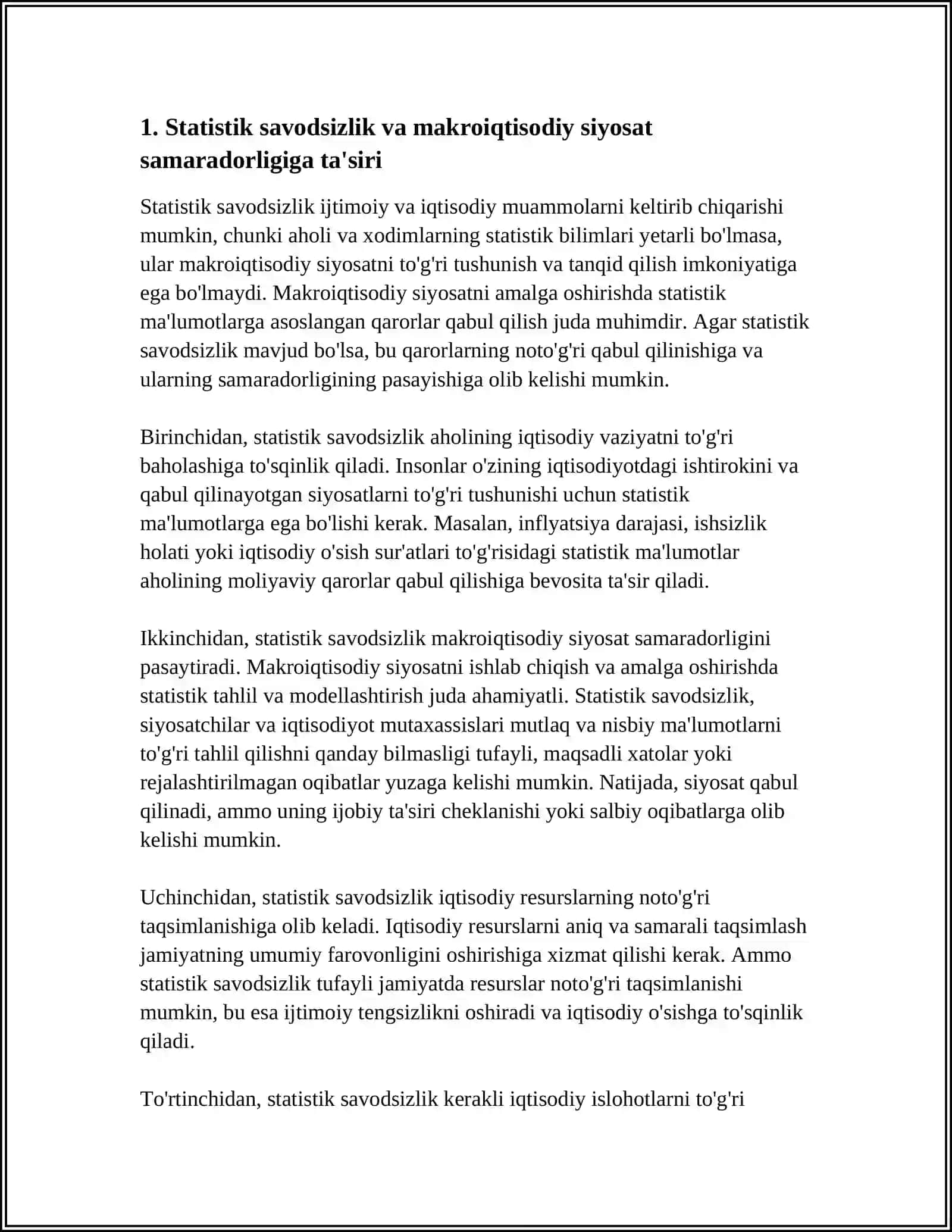 STATISTIK SAVODSIZLIKNING IQTISODIY OQIBATLARI 3