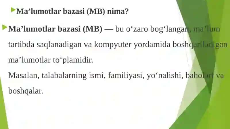 Ma’lumotlar bazalari va ma’lumotlar bilan ishlash texnologiyalari 3