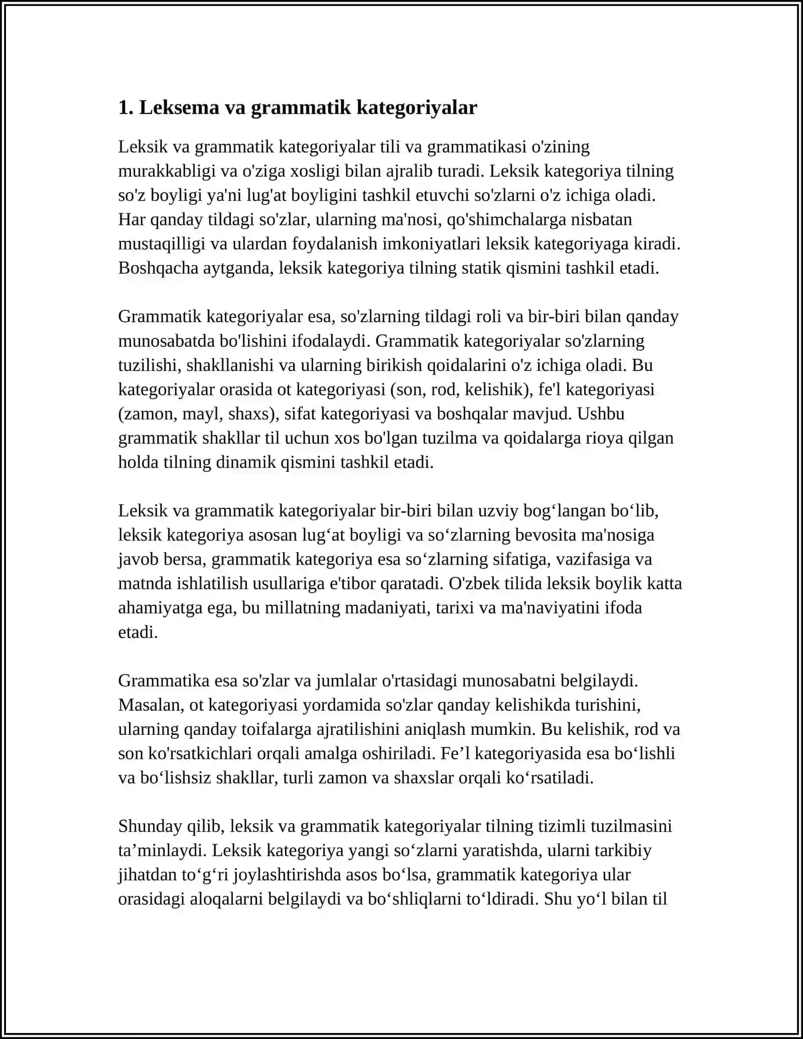 SO'ZLARNI TURKUMLARGA AJRATISH TAMOILLARI 3