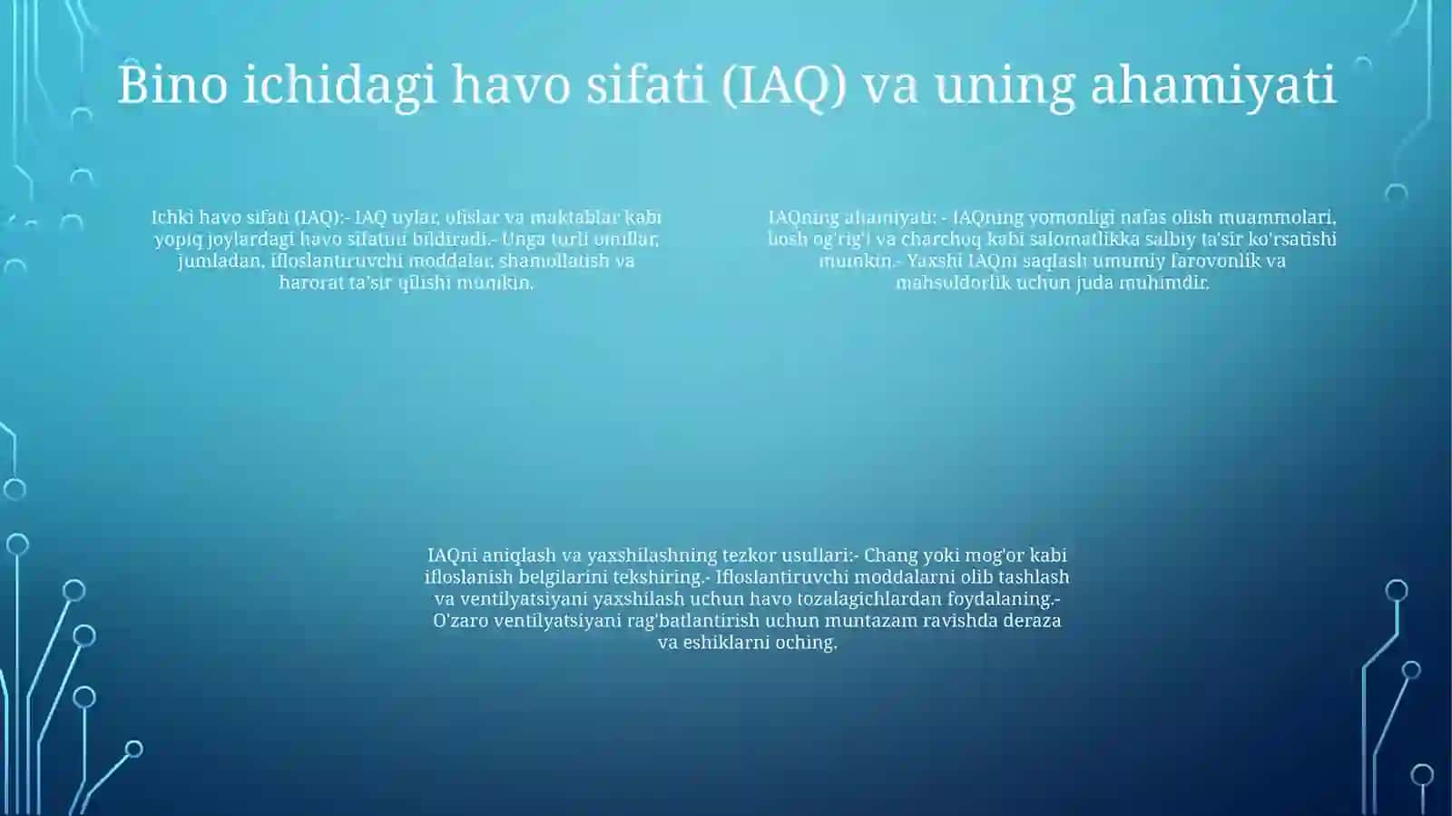 Xonalar Havosini Tezkor Usulda AniqlashVaBoholash 3