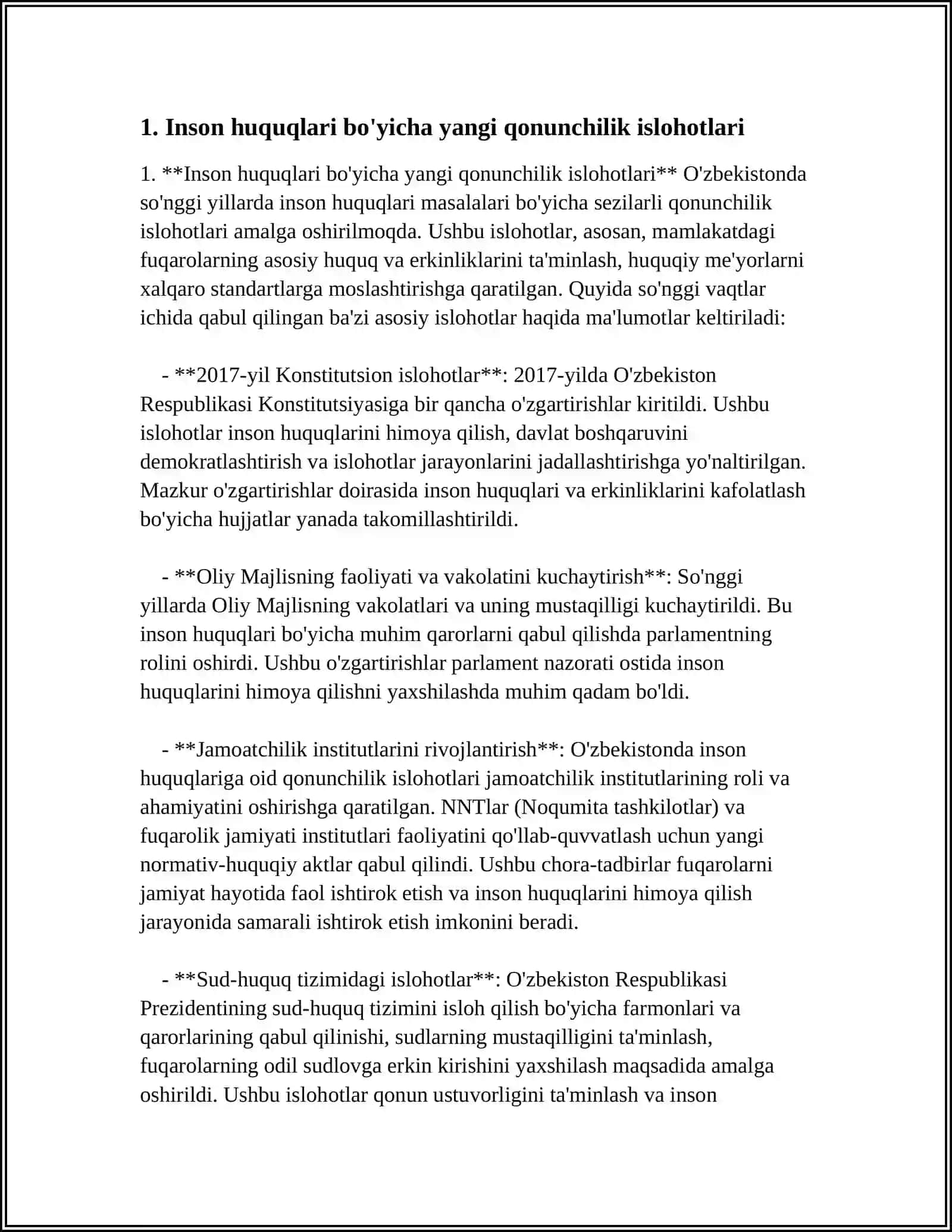 YANGI O'ZBEKISTONDA INSON HAQ HUQUQLARI VA ERKINLIKLARI KAFOLATINING YARATILISHI 3