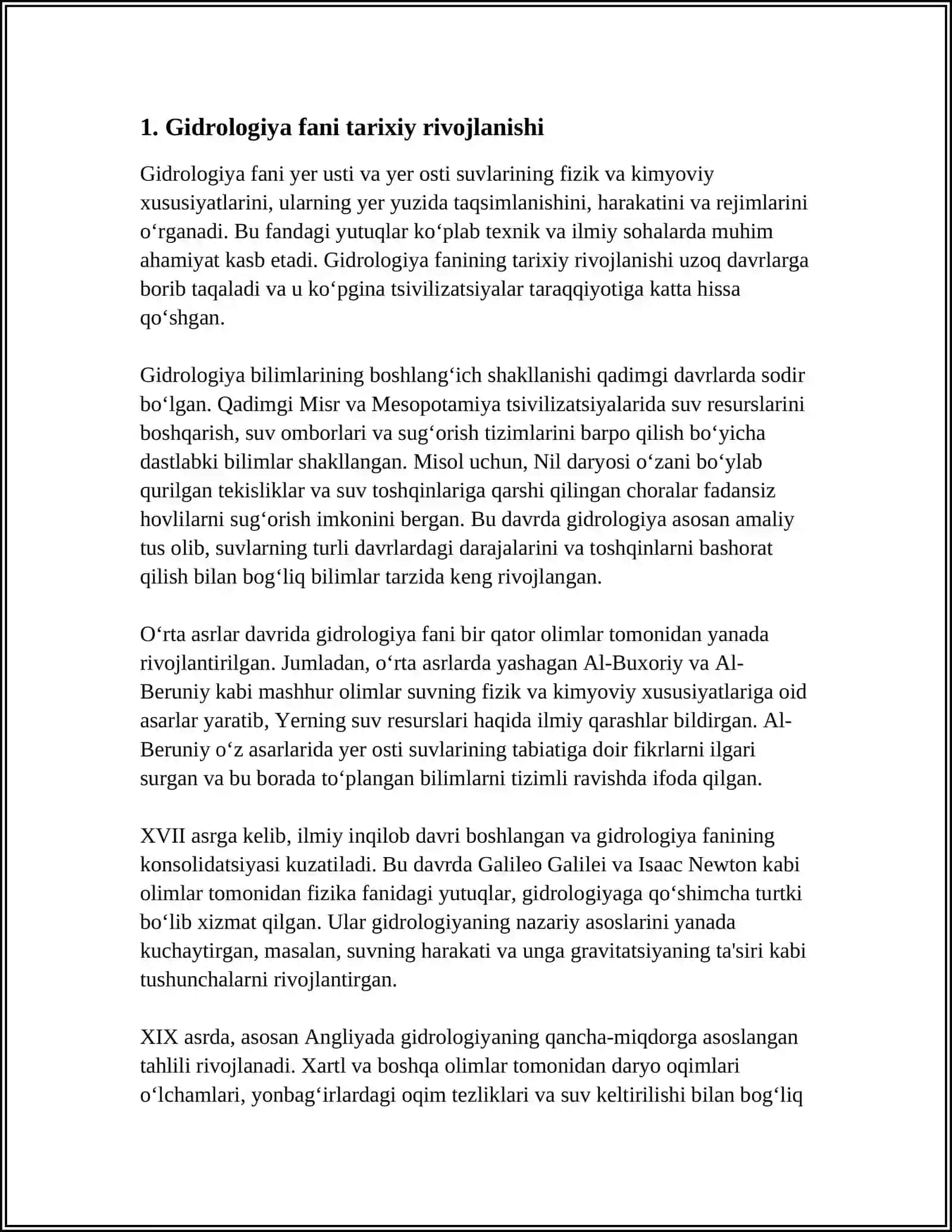 RESPUBLIKAMIZDA GIDROLOGIYA FANINING RIVOJLANISHIGA HISSA QO'SHGAN OLIMLAR 3
