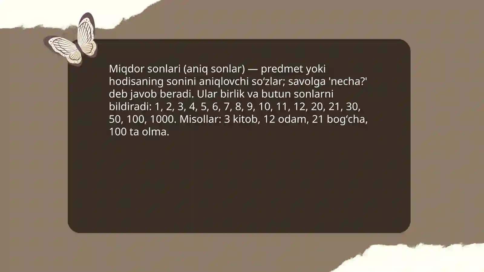 Miqdor sonlari (aniq sonlar) 3