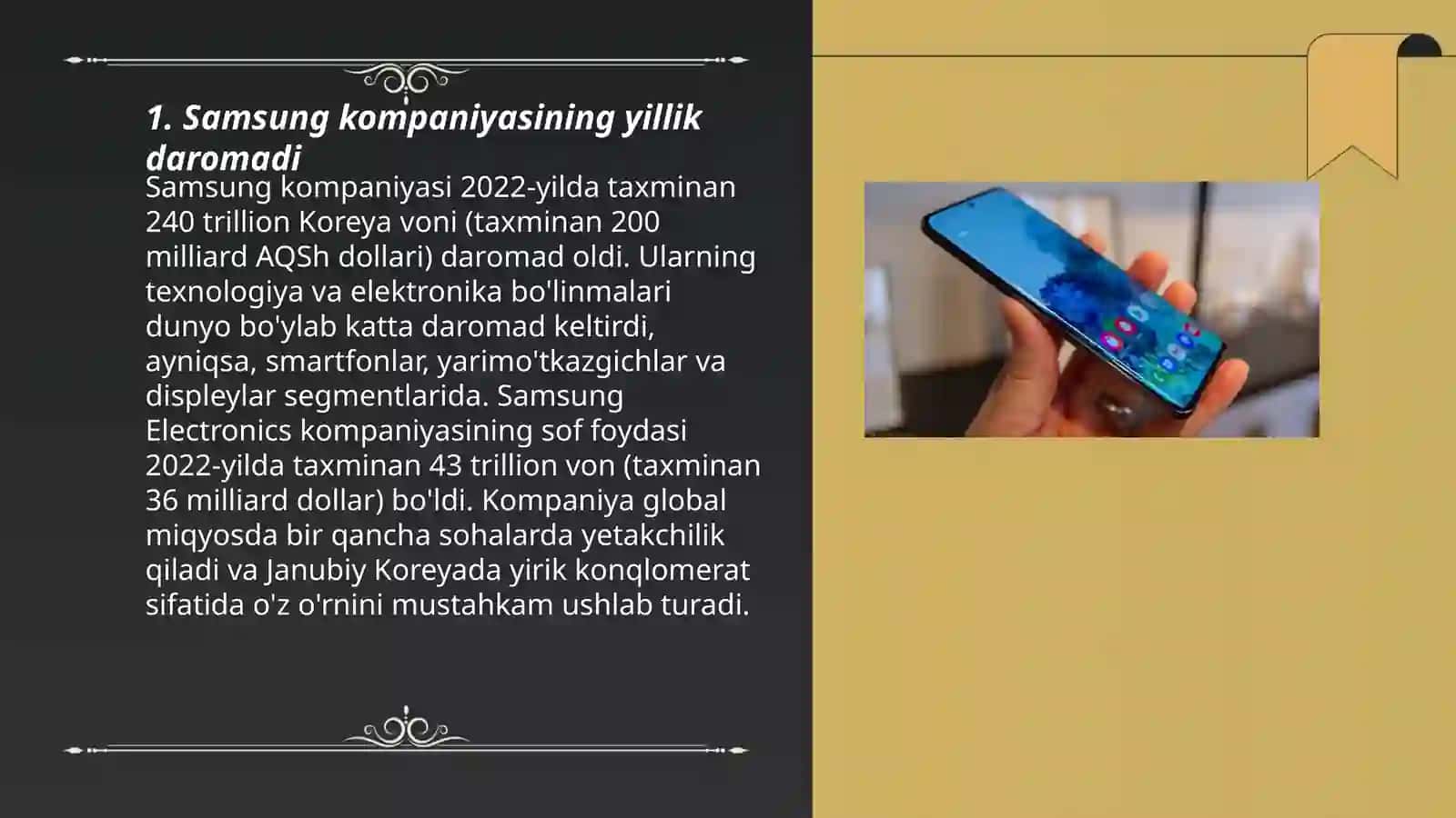 Samsung kompaniyasining yillik daromadi 3
