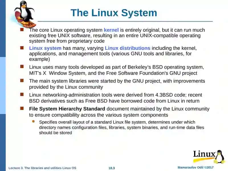 Lecture 3:The libraries and utilities Linux OS 3