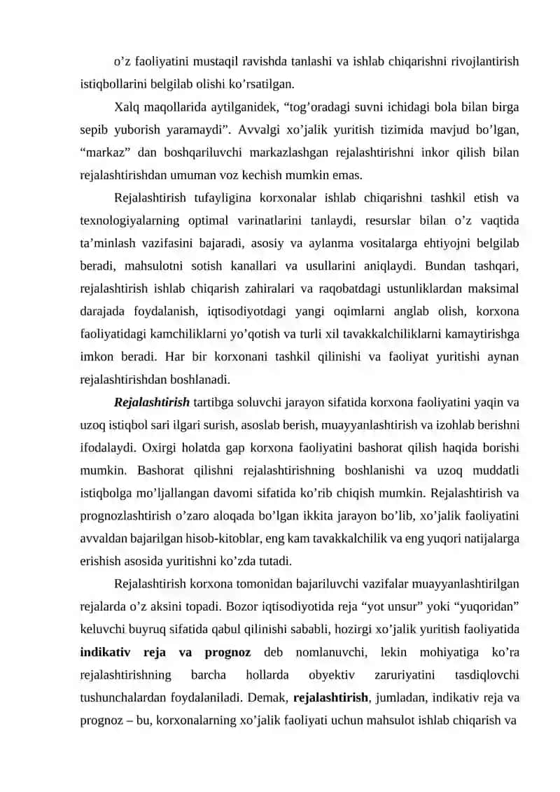 Korxona faoliyatini rejalashtirish va bashorat qilish 3