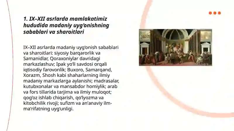 IX-XII asrlarda mamlakatimiz hududida ròy bergan madaniy uyģonish(Renessans) 3