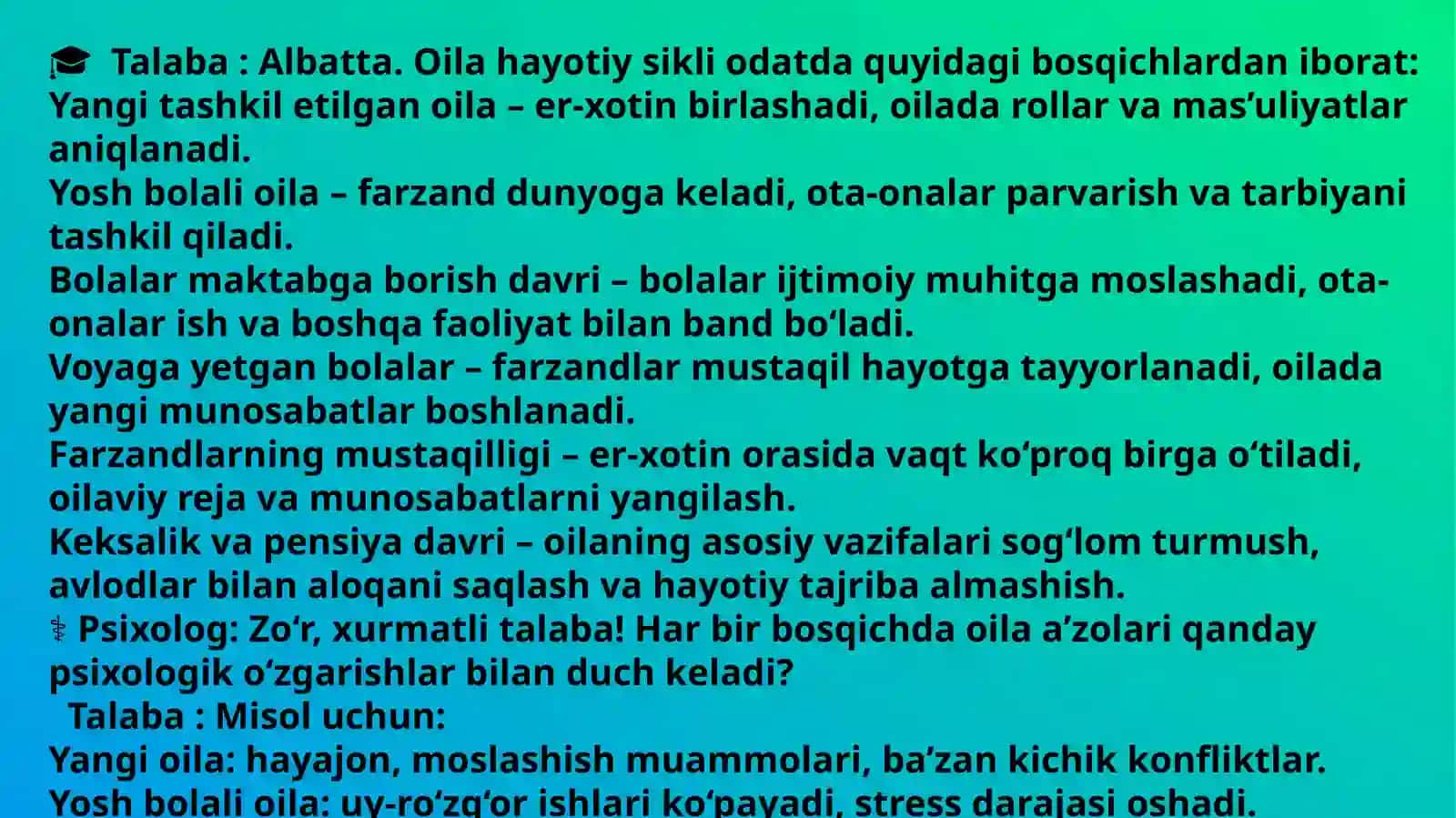 Oilaning hayotiy sikli 3