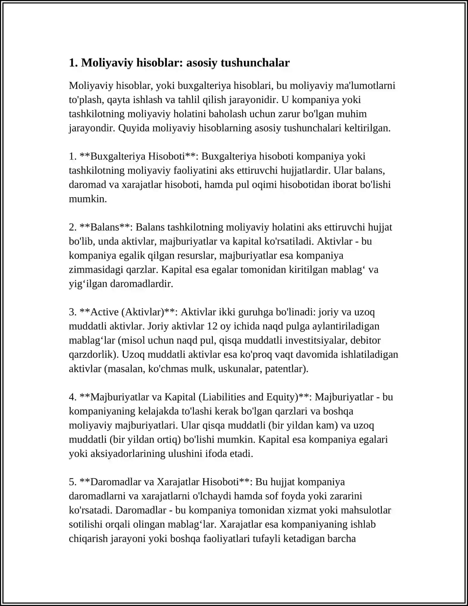 MUSTAQIL ISH Mavzu: FIKSAL HISOBLAR VA ULARNING TAHLILI 3