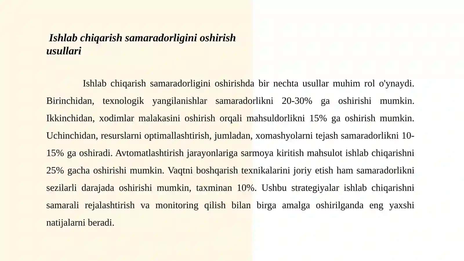 Ishlab chiqarish samaradorligini boshqarish 3