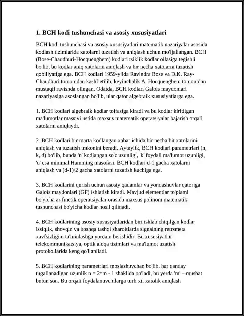 BCH KODI BILAN XATOLARNI TUZATISH PRINTSIPI 3