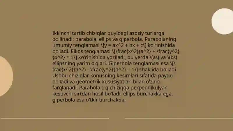Ikkinchi tartib chiziq va uning turlari 3