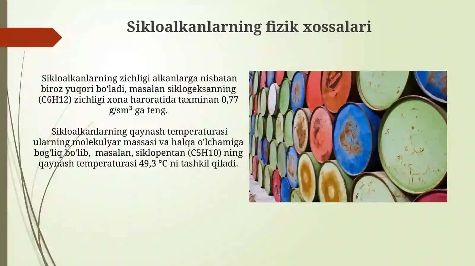Neft tarkibidagi Sikloalkanlar naftenlar xossalari neft va tabbiy gazning xomashyolari 3