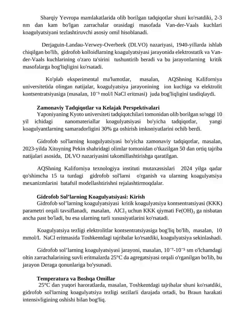 Liofob zollarining zamonaviy koagullanish nazariyasi 3
