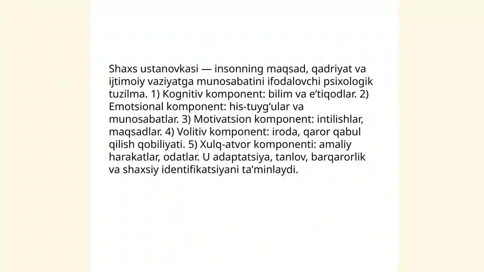 Shaxs ustanovkasi: taʼrif va tarkibiy jihatlari 3