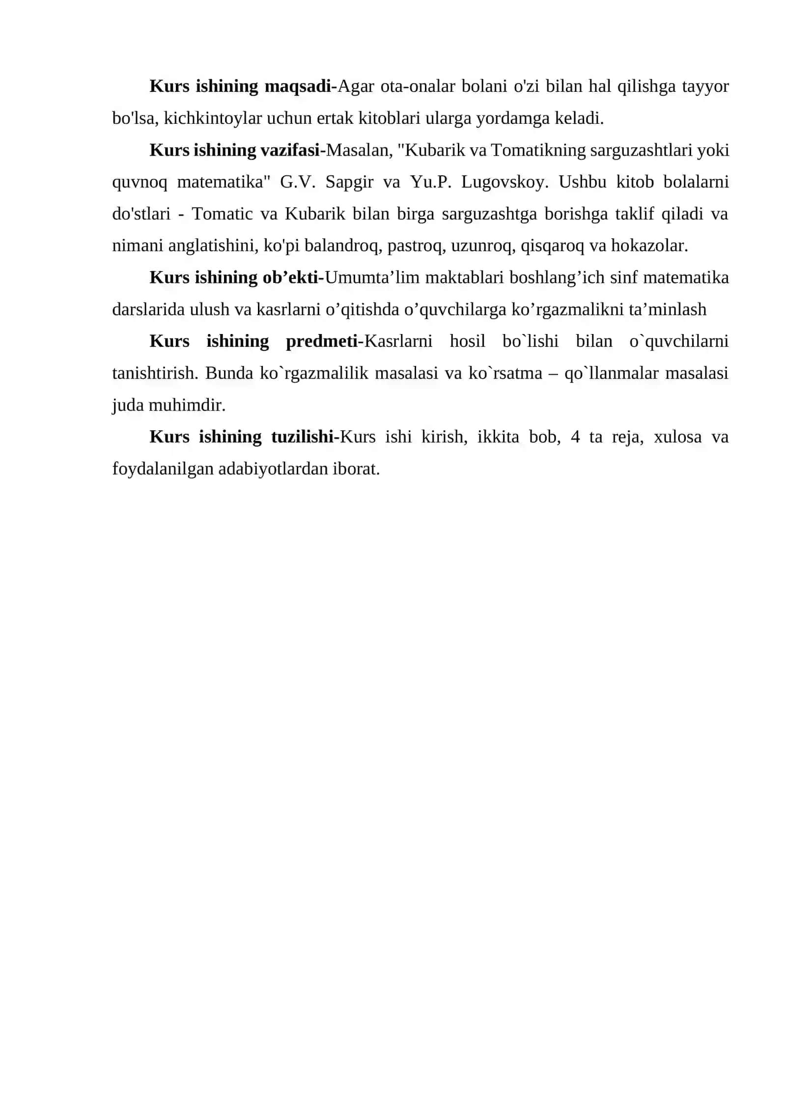 BOSHLANG'ICH SINF O'QUVCHILARIGA KASR SON XQIDA TUSHUNCHA BERISH METODIKASI 3
