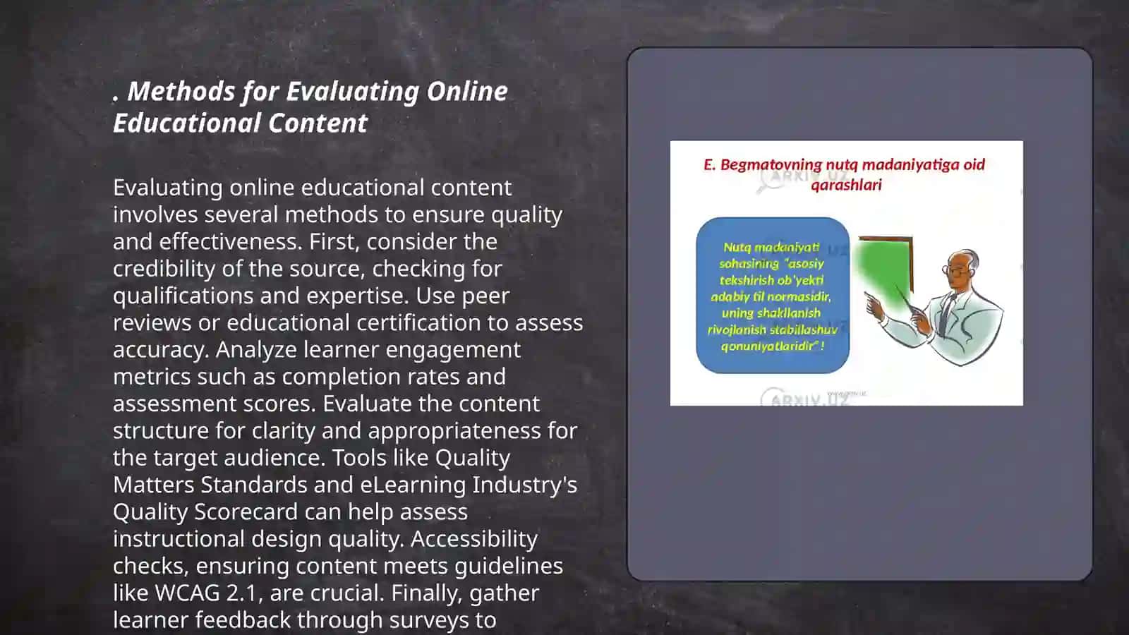 Methods for Evaluating Online Educational Content 3