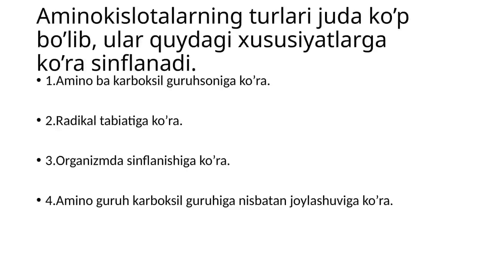 Aminokislotalar tuzilishi va xossalari 3