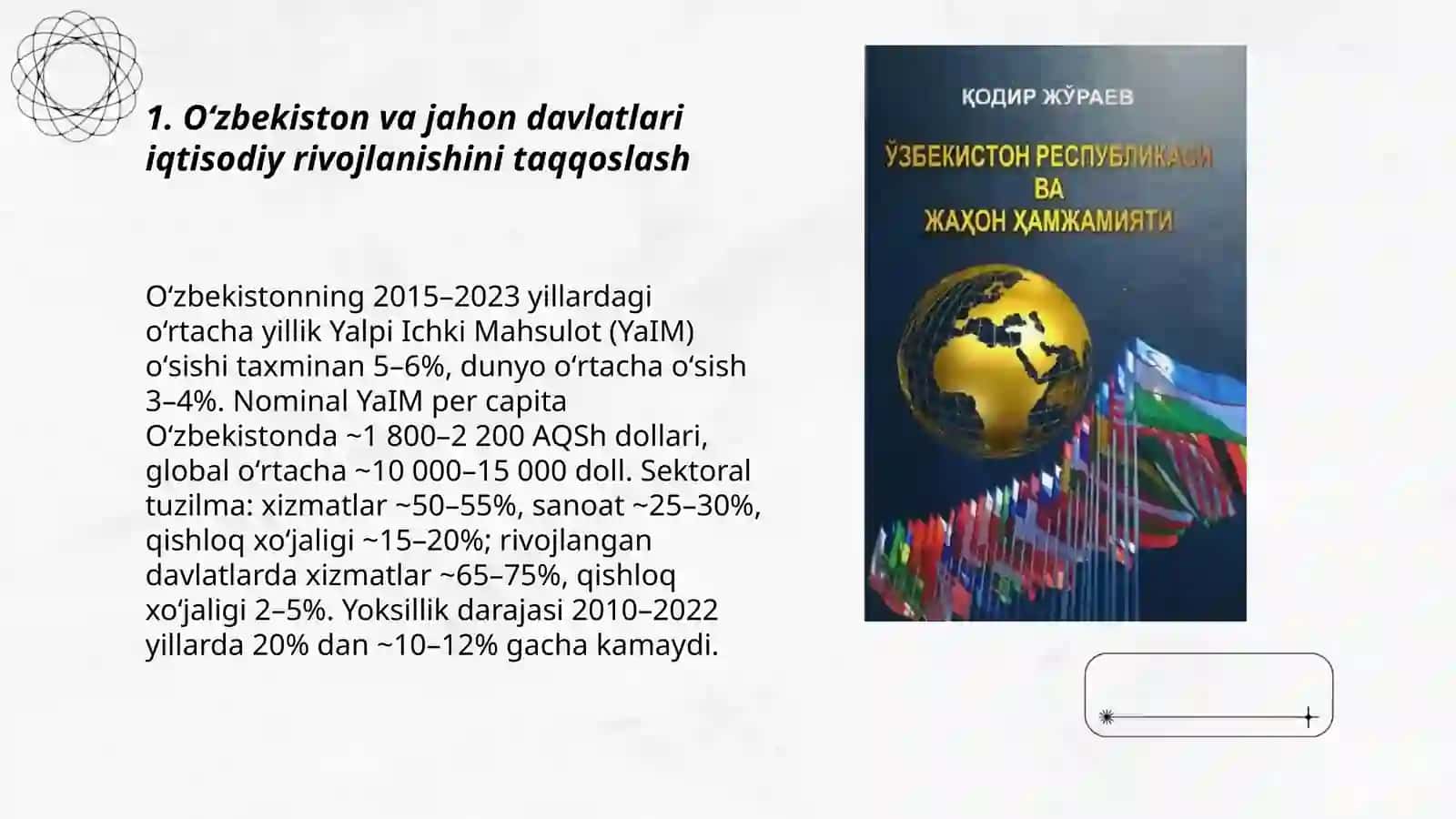 Oʻzbekiston va jahon davlatlari taraqqiyotini taqqoslash 3