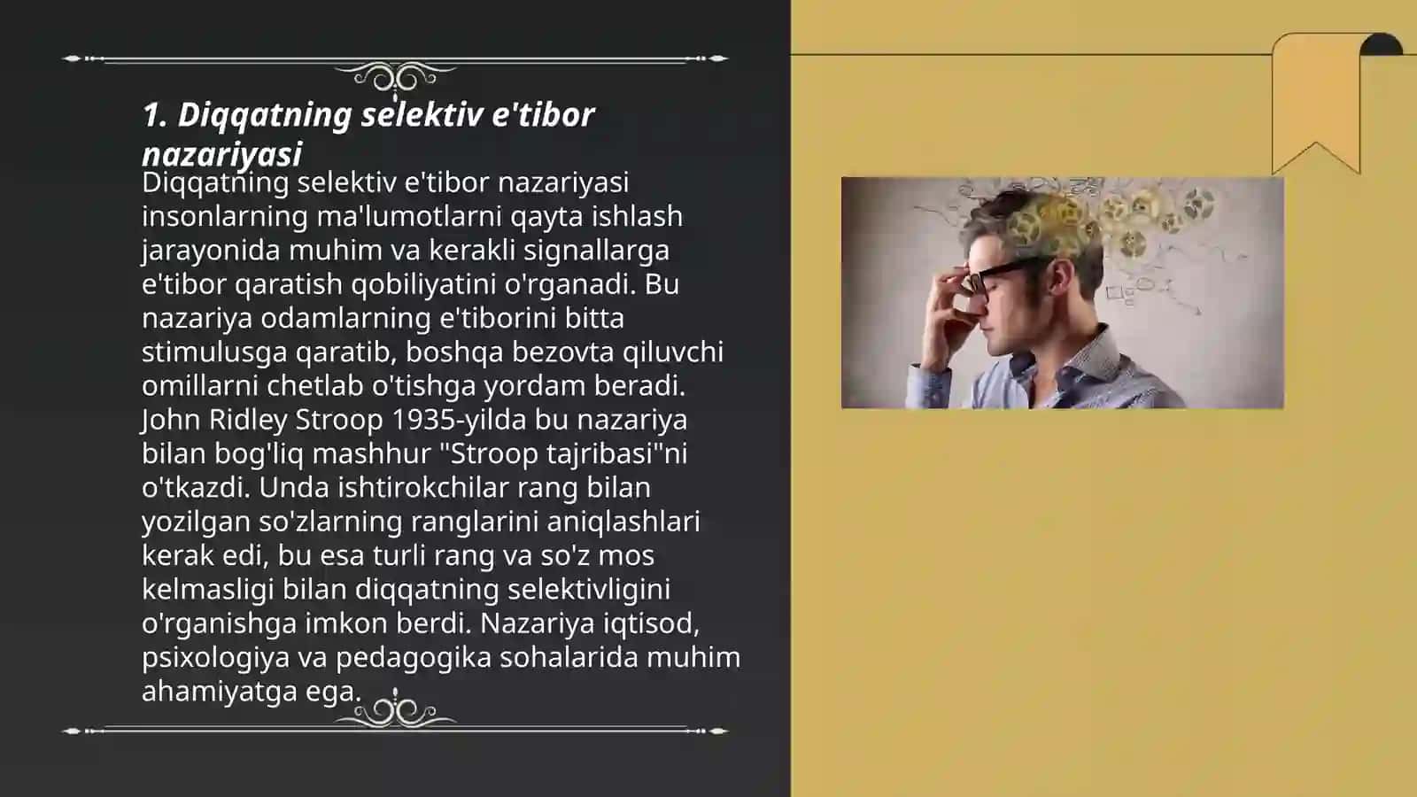 Diqqatning selektiv e'tibor nazariyasi 3