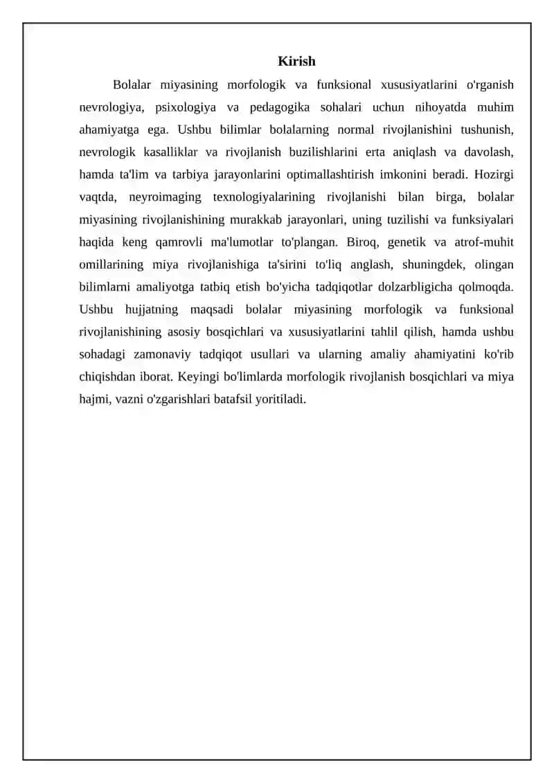 Bolalardagi miyaning morfologik va funktsional rivojlanishi 3
