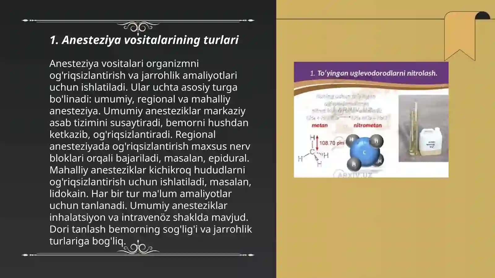 Anelgeziya qiladigan vositalar,tasnifi va xossalari 3