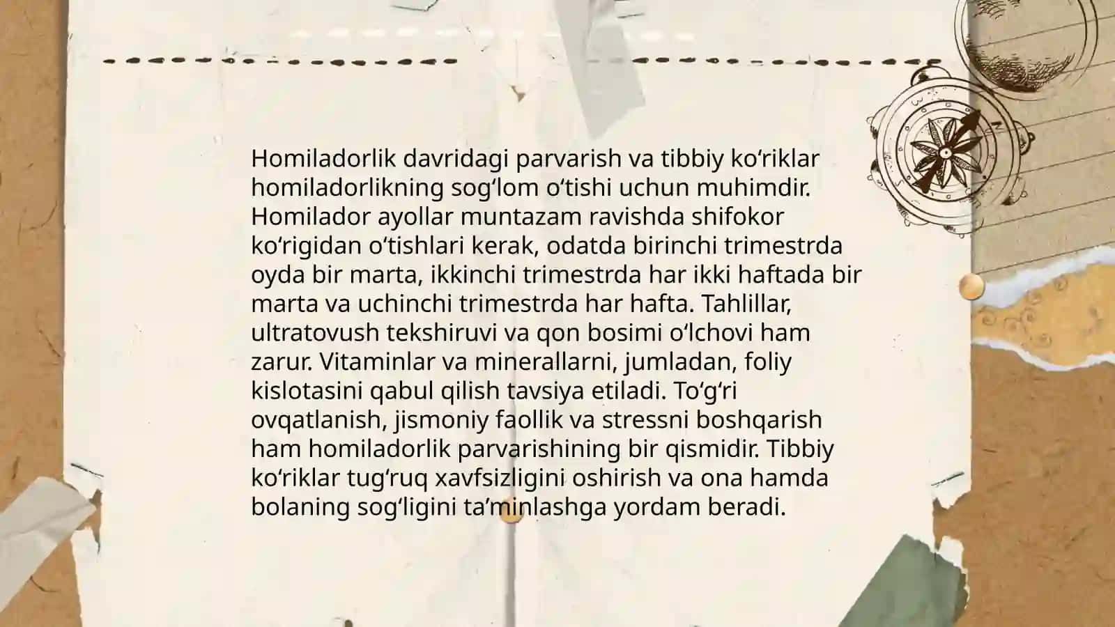 Homiladorlik davridagi parvarish va tibbiy ko‘riklar 3