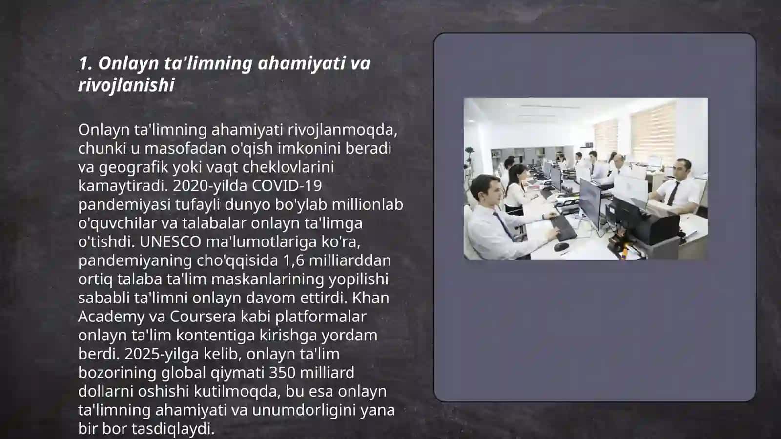 Raqamli iqtisodiyotda elektron xizmatlar.Onlayn ta'lim 3