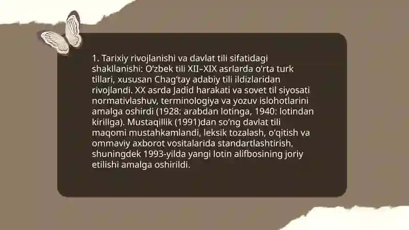 Hozirgi oʻzbek adabiy tilining davlat tili mavqeidagi oʻrni 3