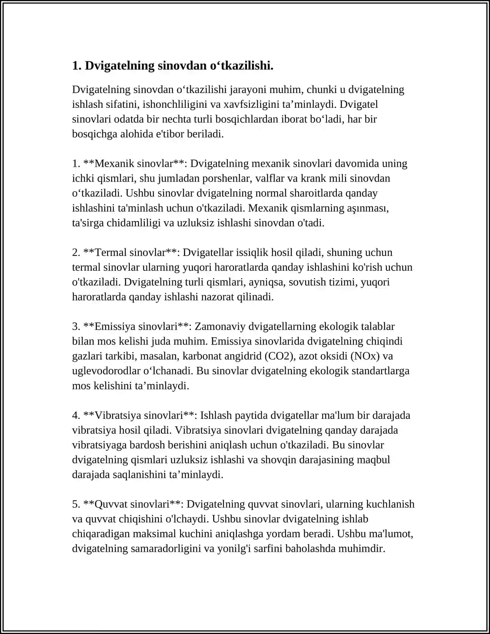 DVIGATELNI SINOVDAN OʻTKAZISH NIMA UCHUN KERAK? 3