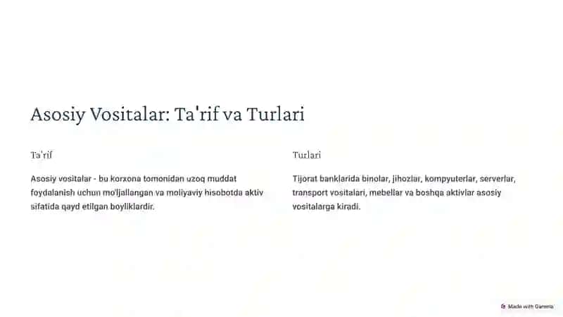 Tijorat banklarining asosiy vositalari, asosiy vositalarni hisobga olib borish va hisobdan chiqarish bo’yicha operastiyalar. 3