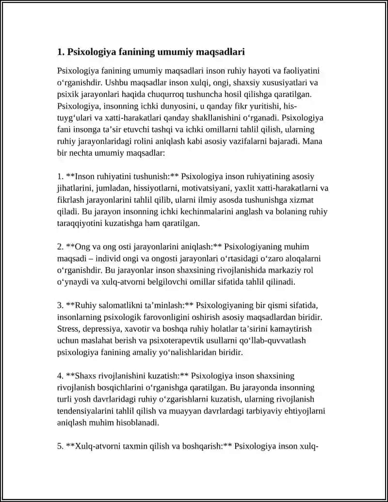 Mavzu: PSIXOLOGIYA FANINING MAQSAD VA VAZIFALARI 3
