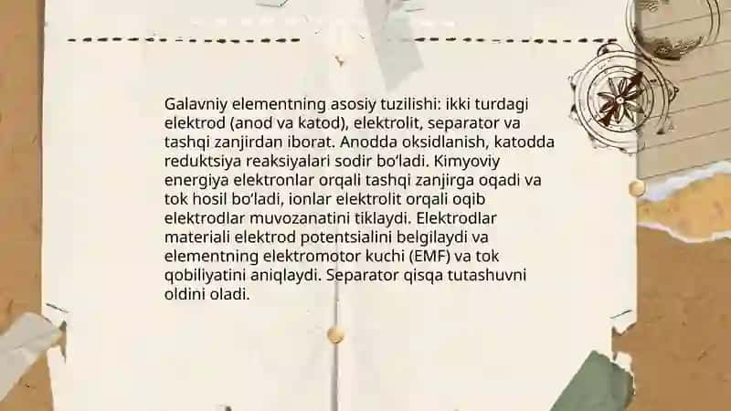 Galavniy elementlar va akkumulyatorlarning ishlash mexanizmi 3