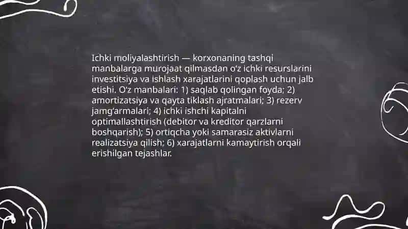 Korxonalarni moliyalashtirishning oʻz manbalari 3