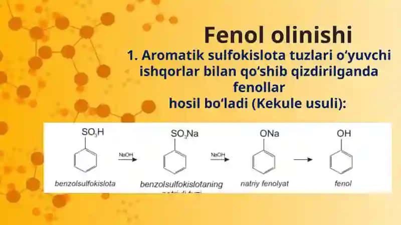 fenollar va aromatik spirtlar olinishi. ishlatilishi. 10 sinf kimyo 3