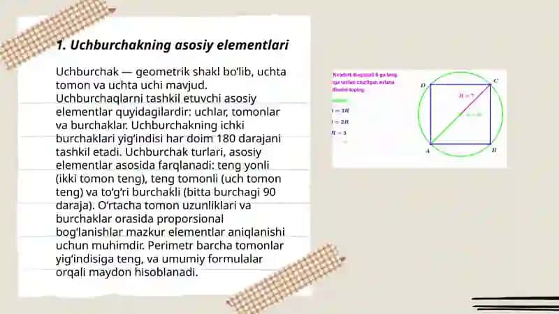 Uchburchakning asosiy elementlari 3