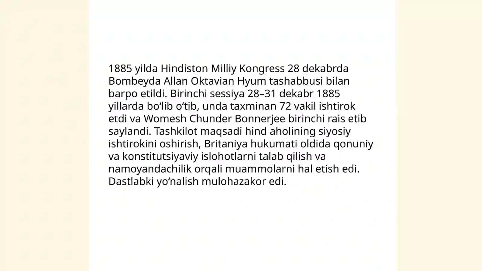 Hindiston Milliy Kongressning barpo etilishi va uning faolyati 3