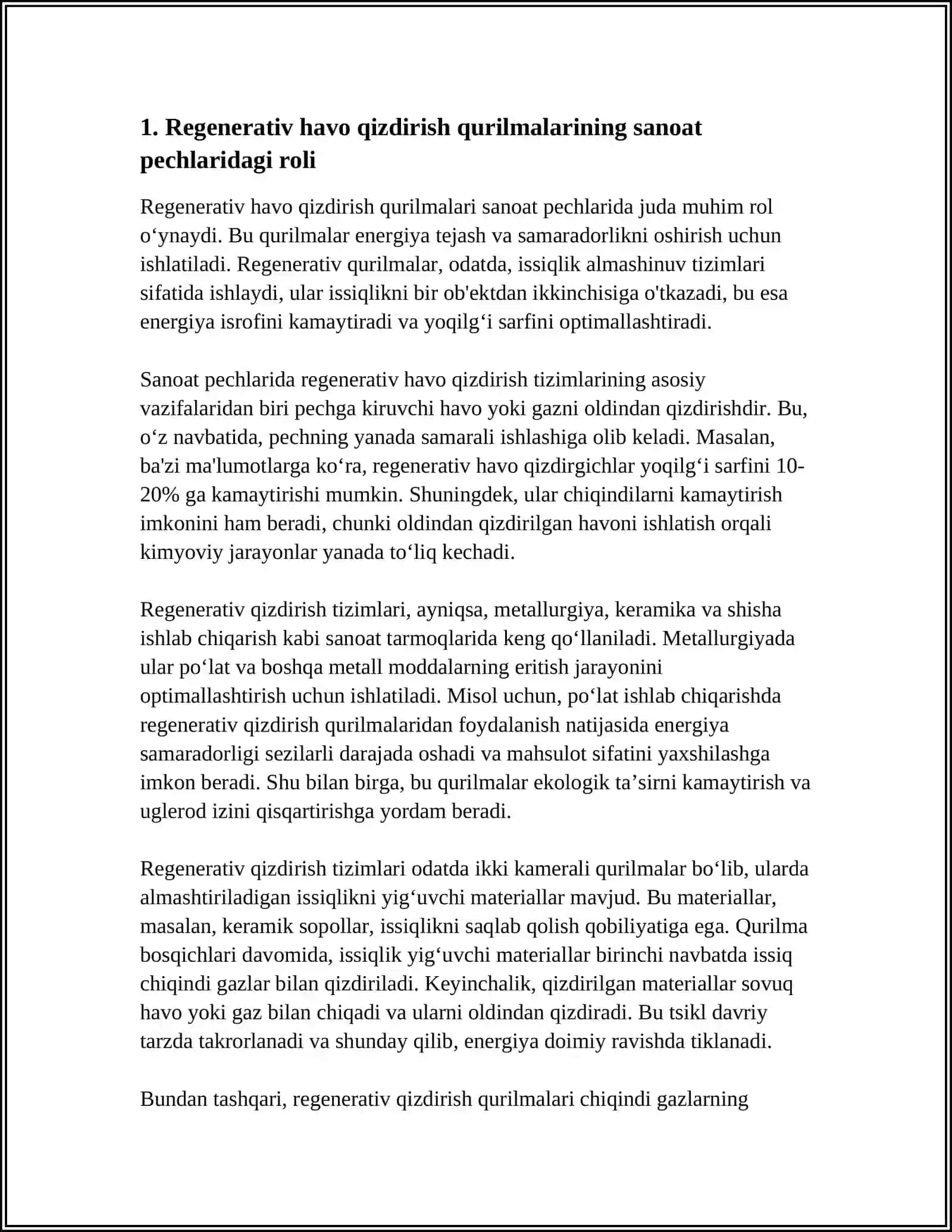Regenerativ havo qizdirish qurilmalarining sanoat pechlaridagi roli 3