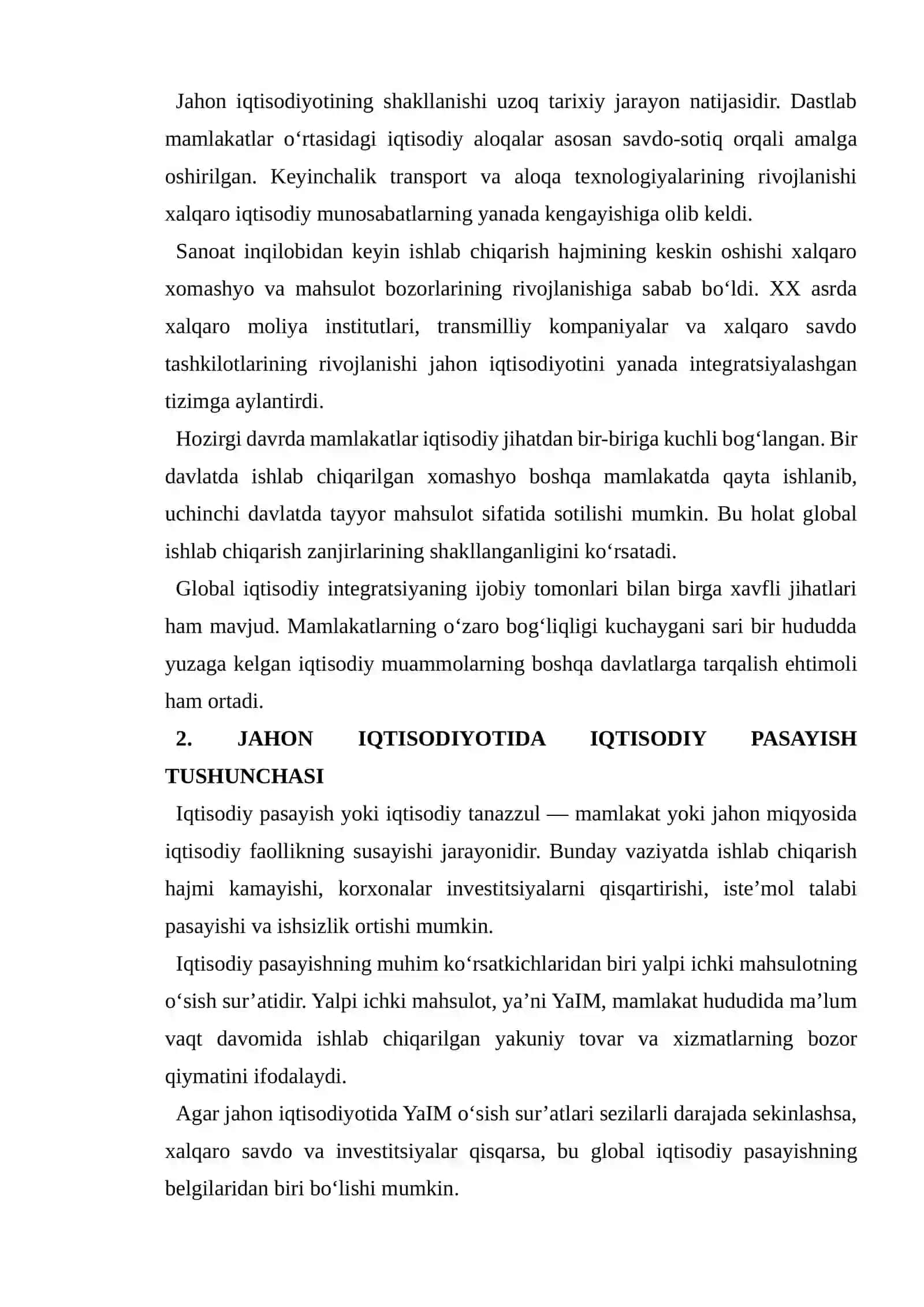 Jahon iqtisodiyotining global pasayishi va uning oqibatlari 3
