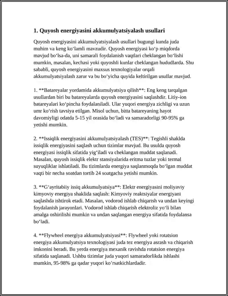 QUYOSH ENERGIYASINI AKUMLYATSIYALASH 3